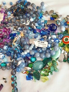 Mixed Bead & Crystal Assortment in Blue, Green, Purple